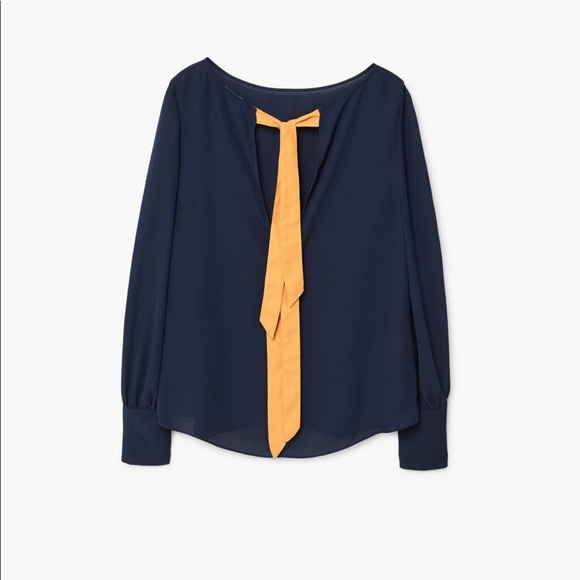 MANGO Yellow Back Bow Blouse - Picture 3 of 7